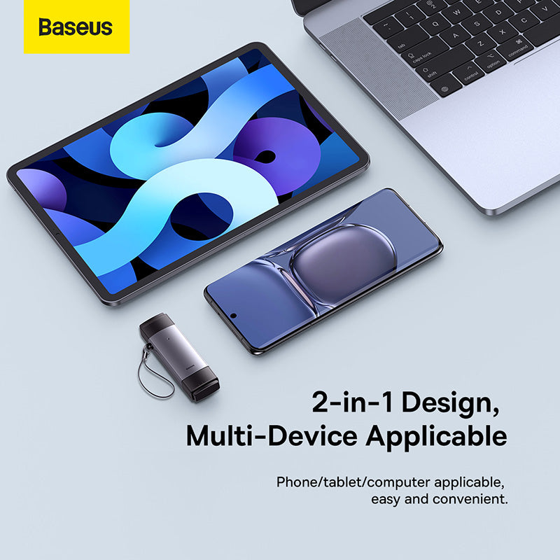 Baseus Lite Series USB-A & Type-C to SD/TF Card Reader Grey