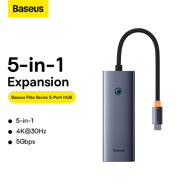 Baseus Flite Series 5-Port HUB Docking Station(Type-C to HDMI4K@30Hz*1+USB 3.0*4)