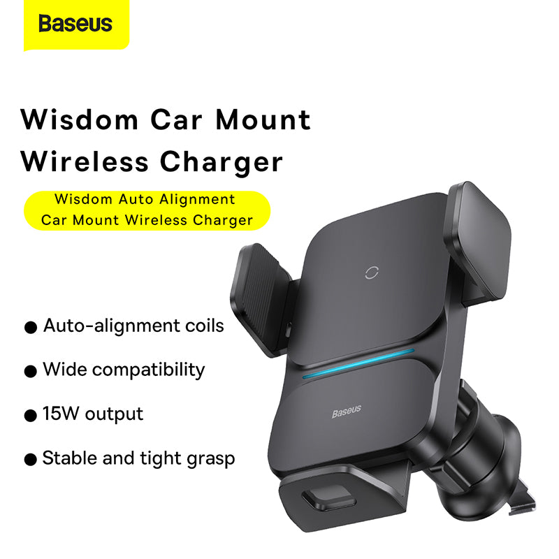 Baseus Wisdom Auto Alignment Car Mount Wireless Charger (QI 15W) (Air Outlet Base)