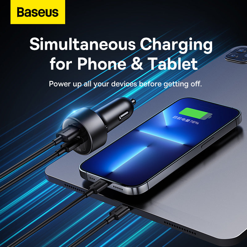 Baseus High Efficiency Pro 1-for-2 Car Cigarette Lighter 30W
