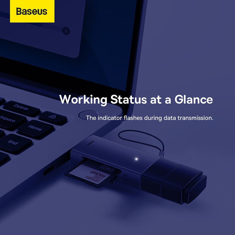 Baseus Lite Series USB-A & Type-C to SD/TF Card Reader Grey