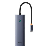 OS-Baseus UltraJoy Series 7-Port HUB Docking Station Space Grey Type-C to HDMI4K@60Hz*1+USB3.0*2+PD*1+RJ45*1+SD/TF3.0*1