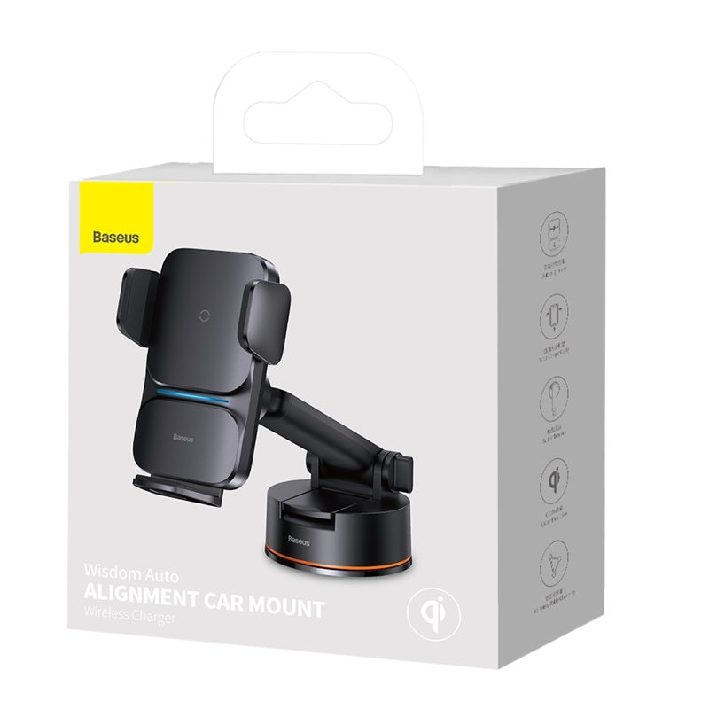 Baseus Wisdom Auto Alignment Car Mount Wireless Charger QI 15W (Suction Base)
