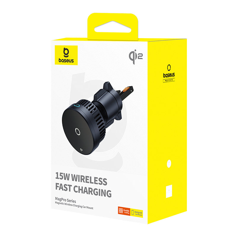 Baseus MagPro Series Magnetic Wireless Charging Car Mount Air Vent Version 15W Qi2.0 Cosmic Black