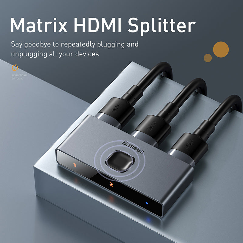 Baseus Matrix HDMI switcher (2in1or 1in2) Space Gray