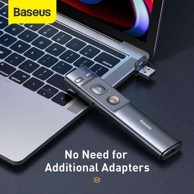 Baseus Orange Dot Wireless Presenter (Red Laser)(Charging) Grey
