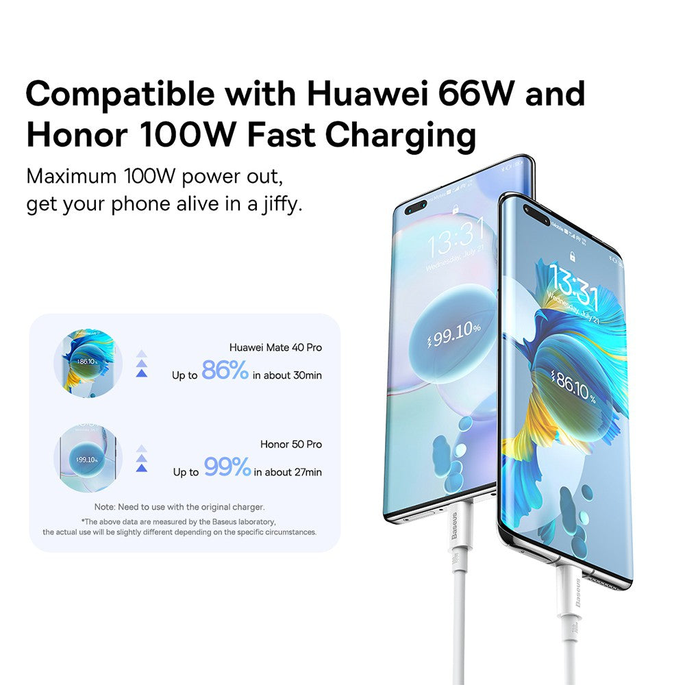 Baseus Superior Series Fast Charging Data Cable USB to Type-C 100W 2M-White