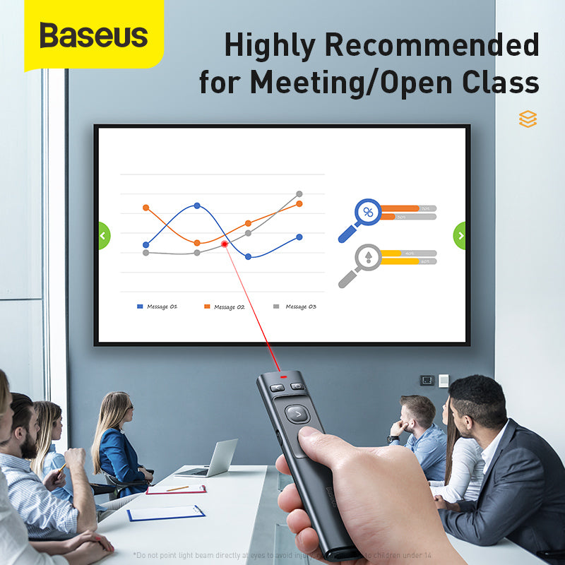 Baseus Orange Dot Wireless Presenter (Red Laser)(Charging) Grey