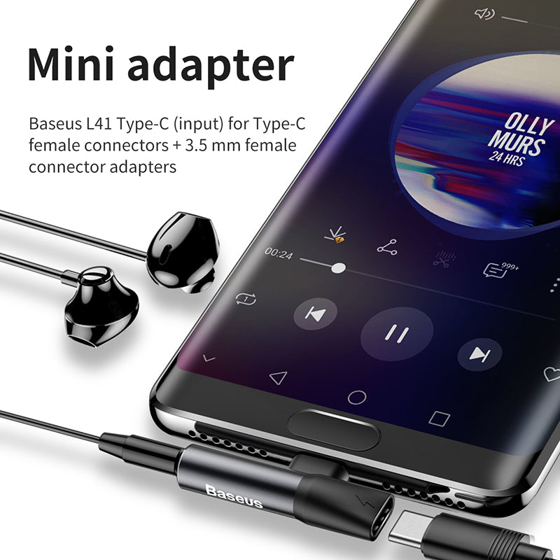 Baseus L41 Type-C (input) for Type-C Female Connectors + 3.5 mm Female Connector Adapters