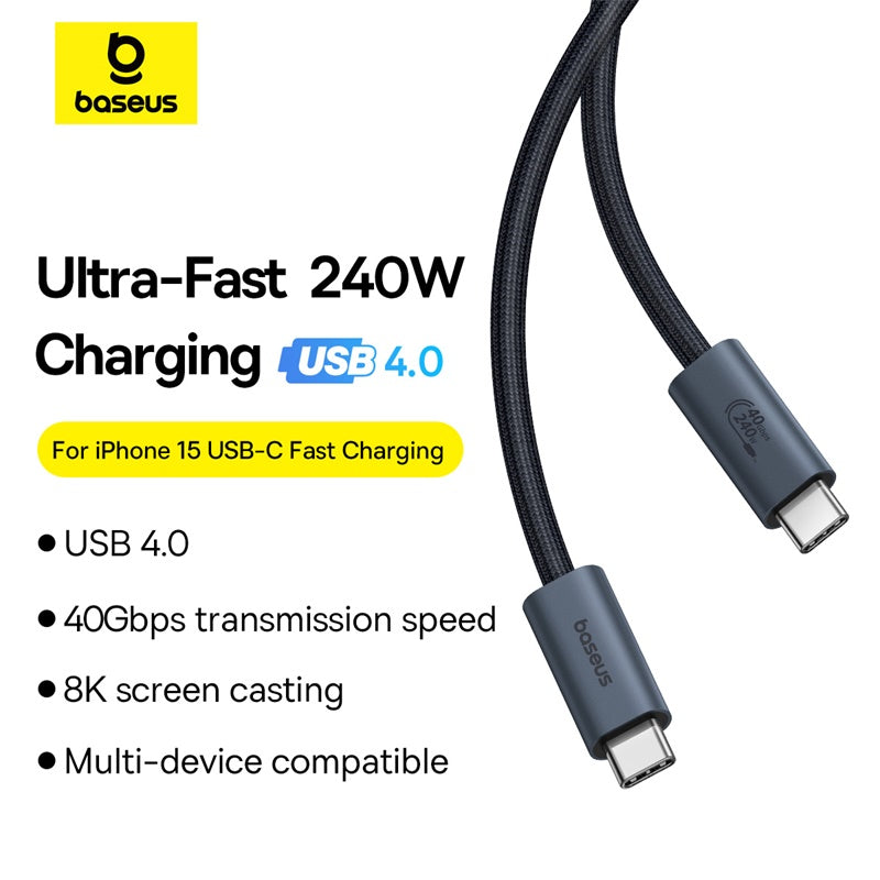 Baseus Flash Series 2 USB4 Full Featured Data Cable Type-C to Type-C 240W 1m