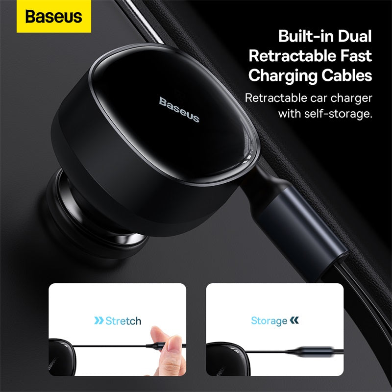 Baseus Enjoyment Retractable 2-in-1 Car Charger C+L 30W