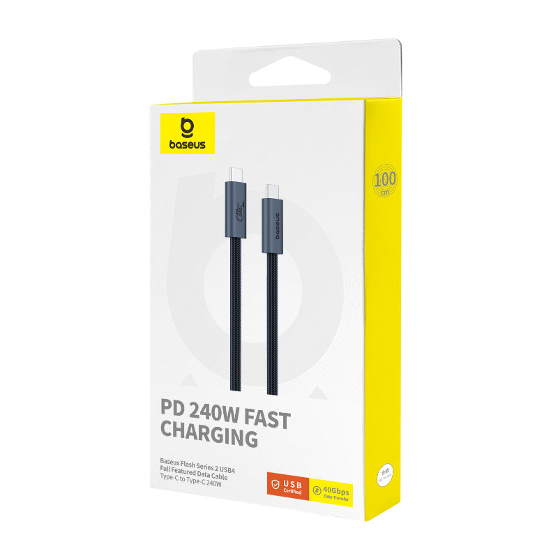 Baseus Flash Series 2 USB4 Full Featured Data Cable Type-C to Type-C 240W 1m