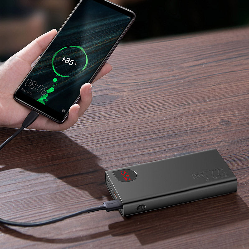 Baseus Adaman Metal Digital Display Quick Charge Power Bank 20000mAh 22.5W (With Simple Series Charging Cable USB to Type-C 3A 0.3m Black)