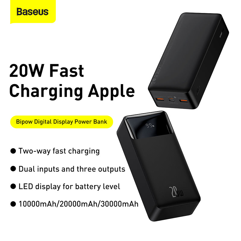 Baseus Bipow Digital Display Fast Charge Power Bank 20000mAh 30W