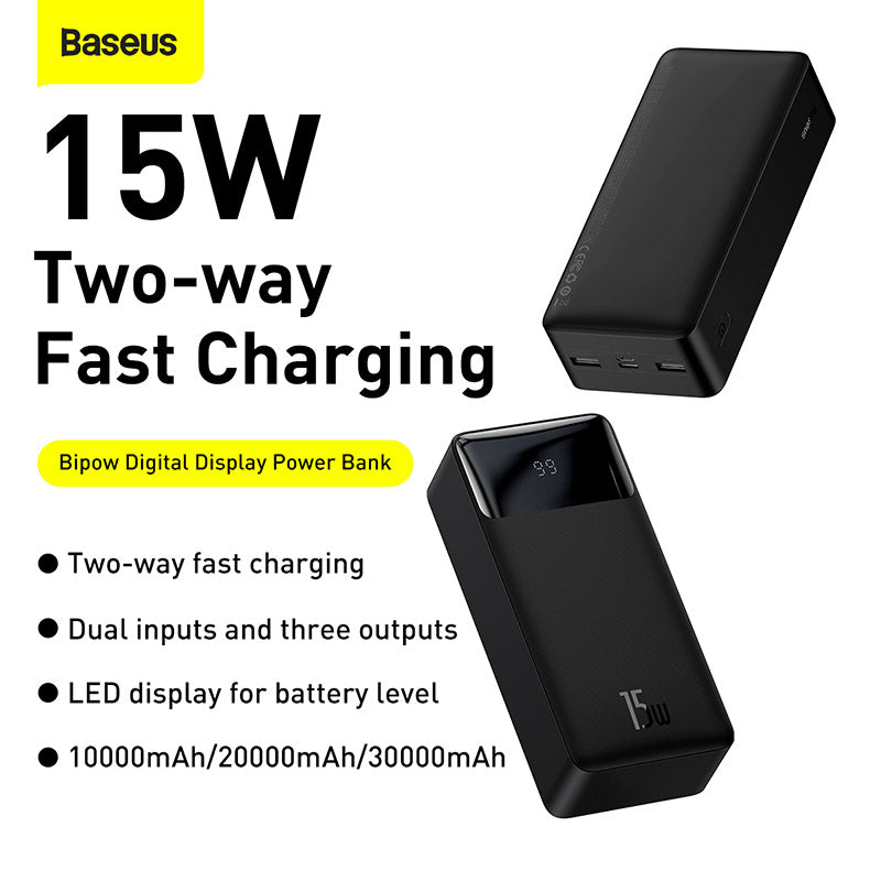 Baseus Bipow Digital Display Power Bank 30000mAh 15W