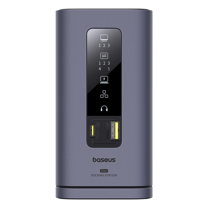OS-Baseus Spacemate Series 11-in-1 (MAC) Docking Station Space Grey (USB-C to 3*HDMI 4K@60Hz+2*USB-A (10Gbps)+1*USB-C (10Gbps)+1*RJ45+2*USB-A (480Mbps)+1*USB-C (PD)+1*3.5mm Audio