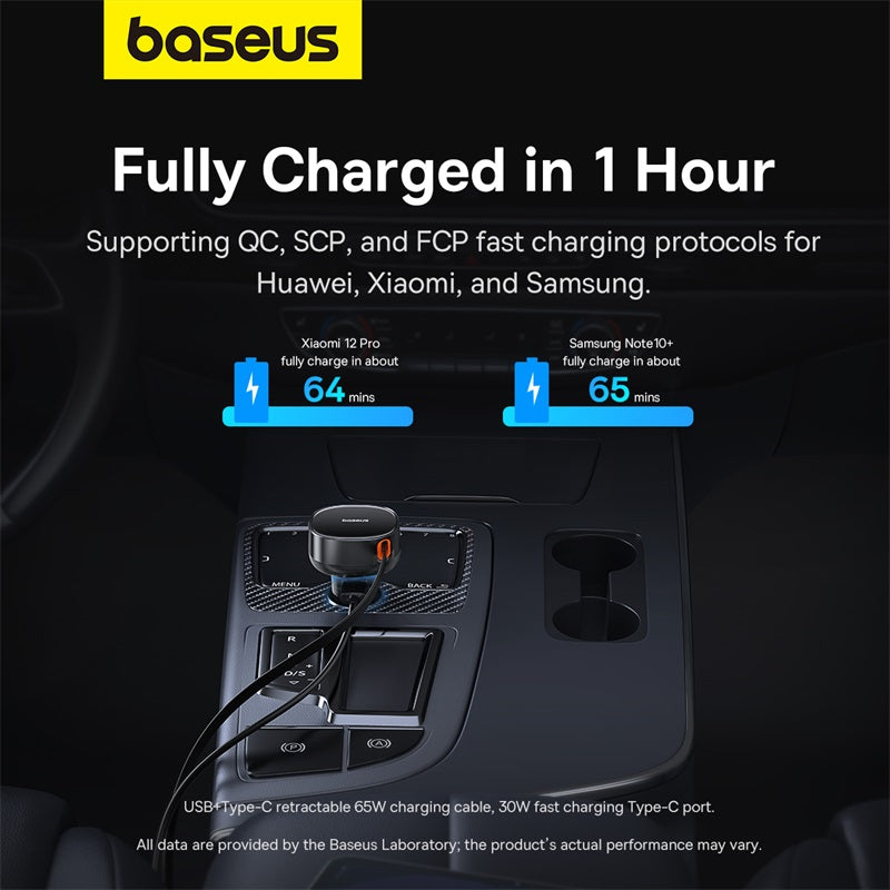 Baseus Enjoyment Pro Car Charger U+Retractable Type-C Cable 60W