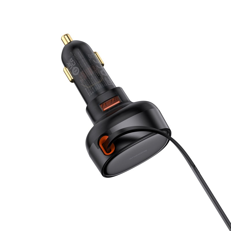 Baseus Enjoyment Pro Car Charger U+Retractable Type-C Cable 60W