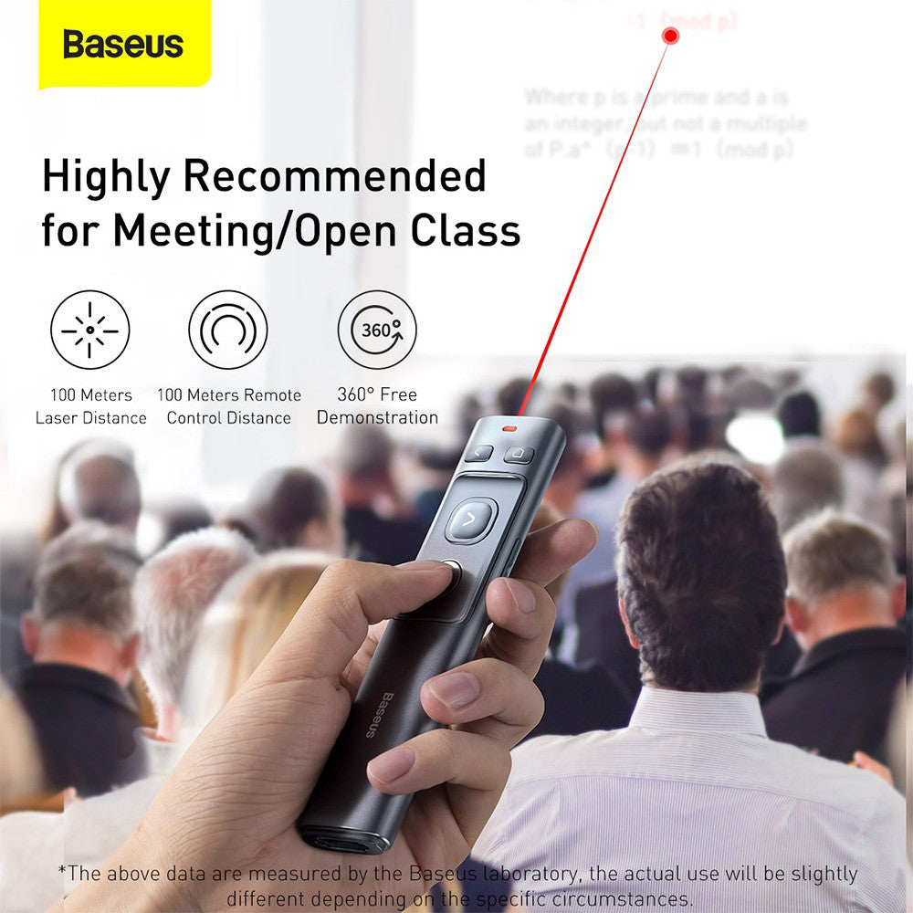 Baseus Orange Dot Wireless Presenter (Red Laser)-Grey