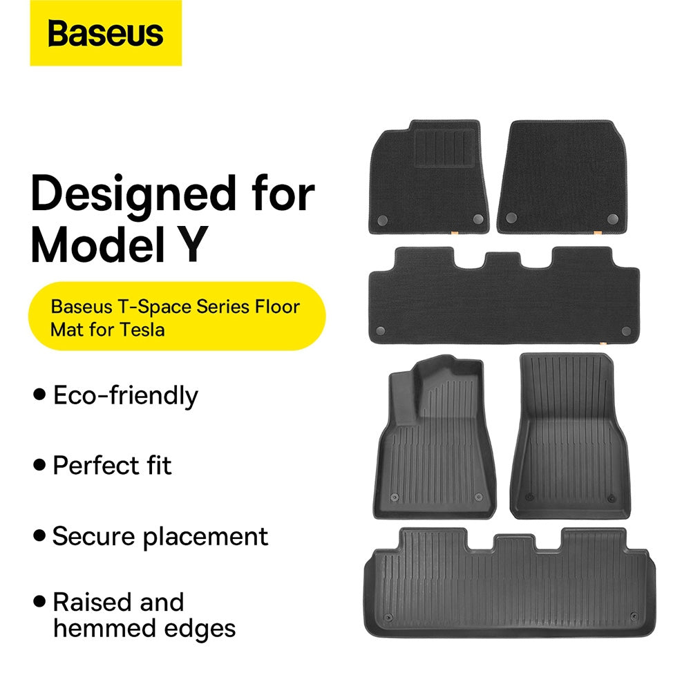 Baseus T-Space Series 6-Piece Floor Mat for Tesla Model Y Polypropylene Cluster