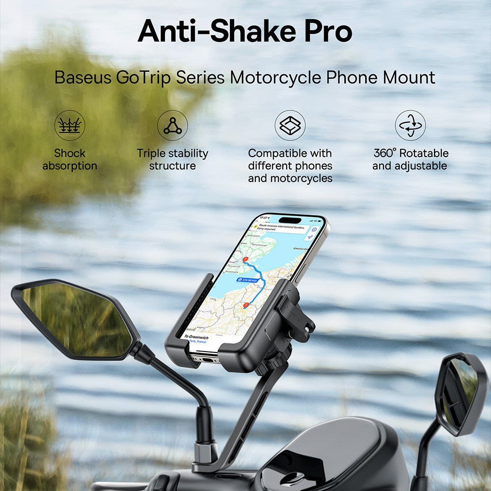 Baseus GoTrip Series Bike Phone Mount Rearview Mirror Version-Cluster Black