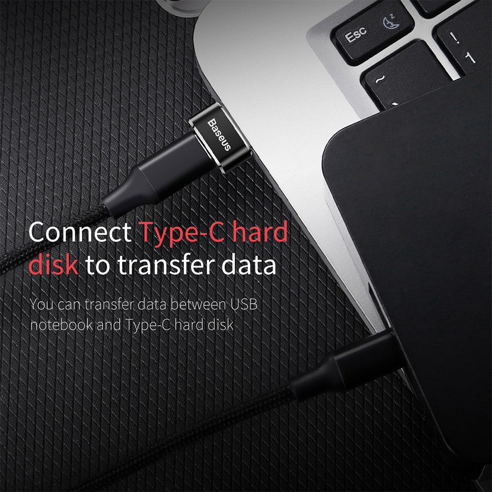 Baseus Mini Type-C Female to USB Male Adapter Converter Black