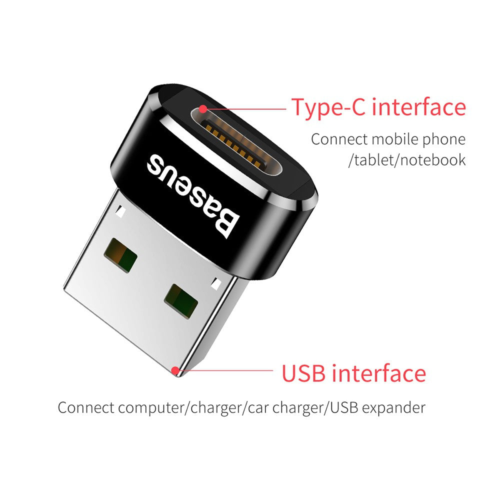 Baseus Mini Type-C Female to USB Male Adapter Converter Black