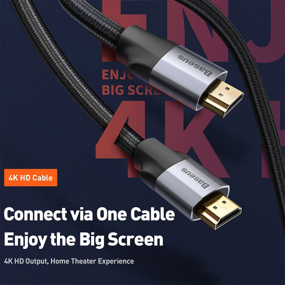 Baseus Enjoyment Series 4KHD Male To 4KHD Male Adapter Cable 2M-Dark Gray