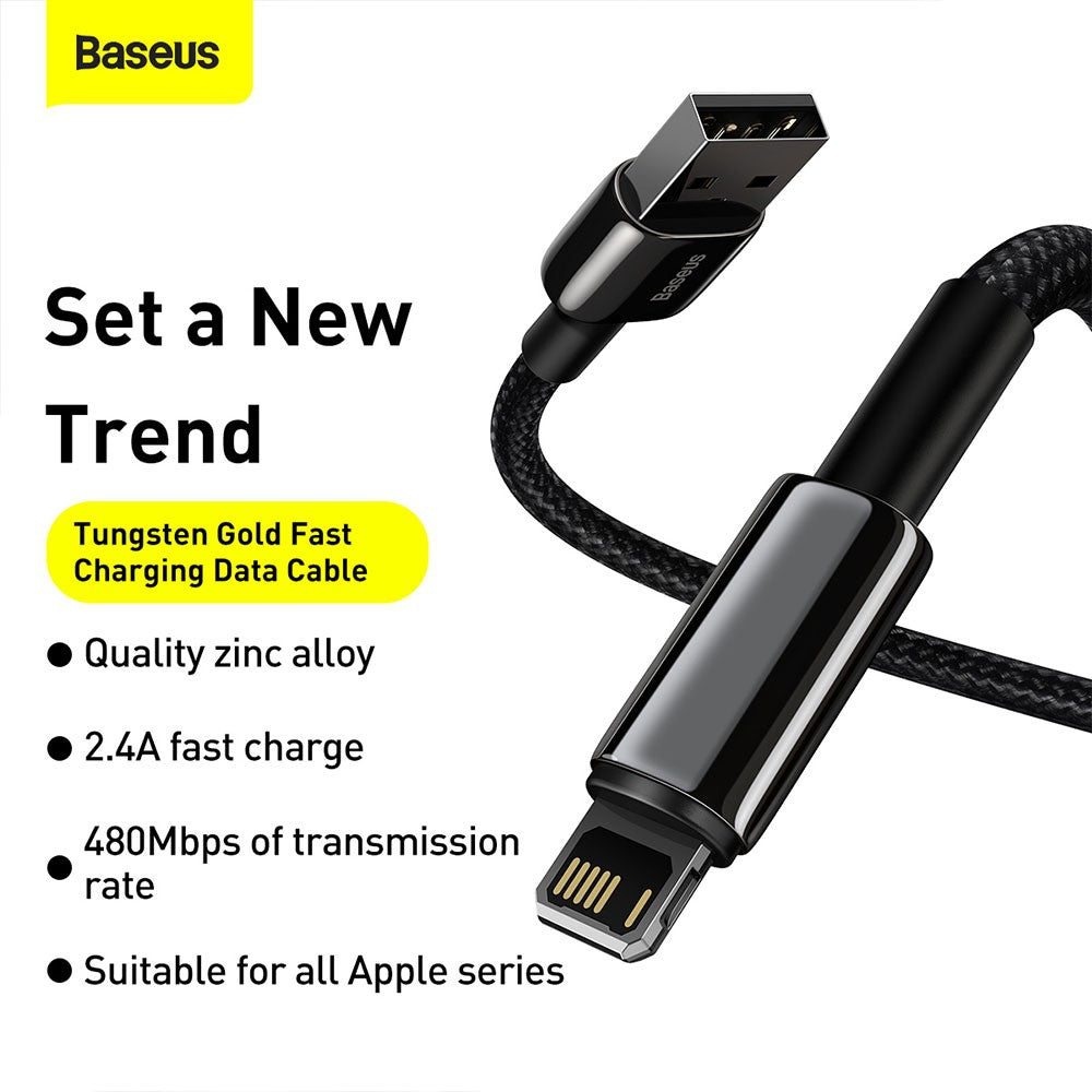 Baseus Tungsten Gold Fast Charging Data Cable USB to iP 2.4A 1/2m