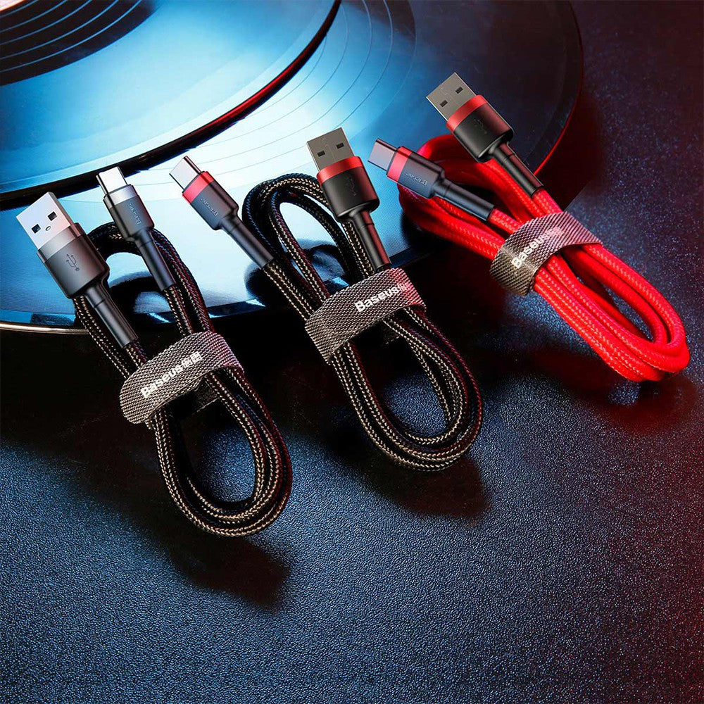 Baseus Cafule Fast Charge Type-C USB Data Charging Cable 2M-Black+Red-2m