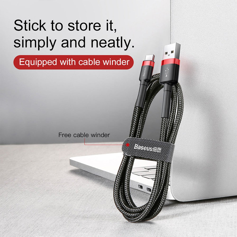 Baseus Cafule Fast Charge Type-C USB Data Charging Cable 2M-Black+Red-2m