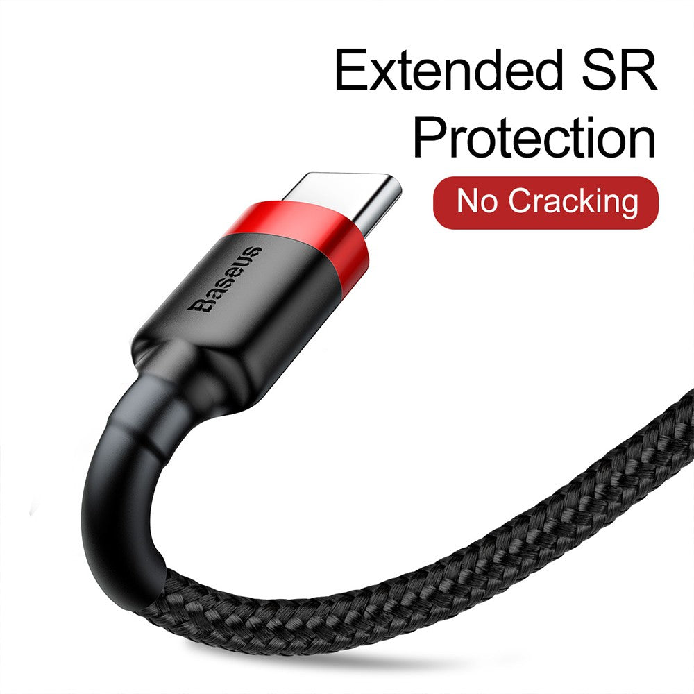 Baseus Cafule Fast Charge Type-C USB Data Charging Cable 2M-Black+Red-2m