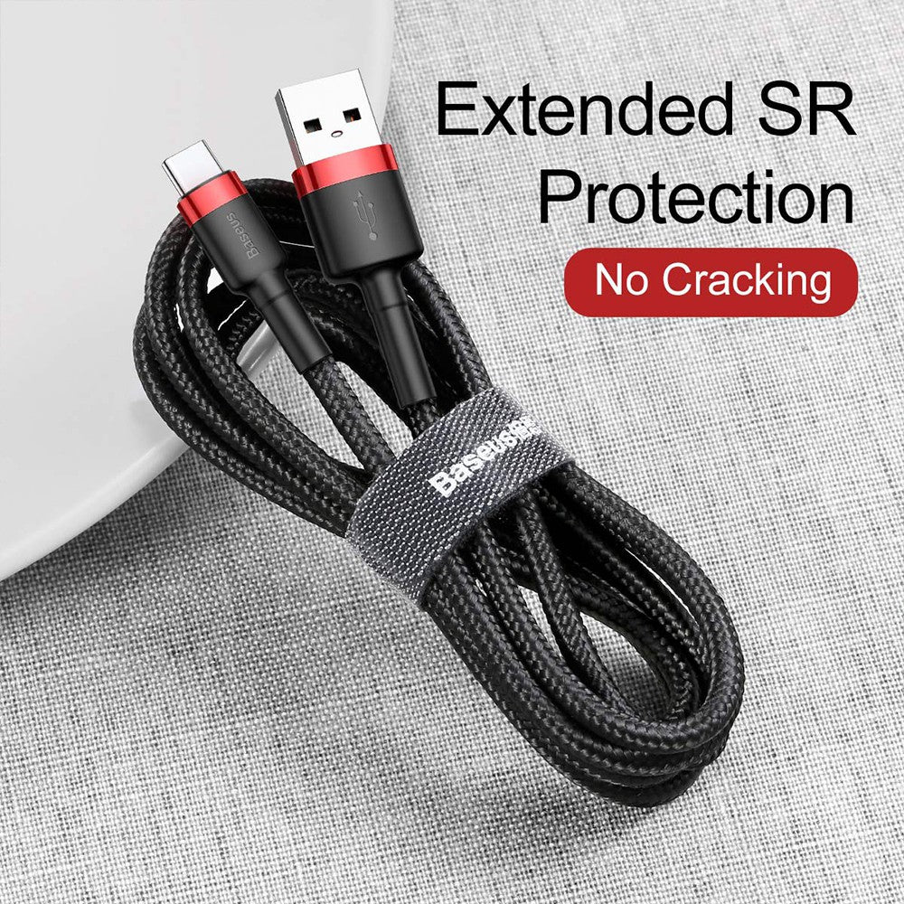 Baseus Cafule Fast Charge Type-C USB Data Charging Cable 2M-Black+Red-2m