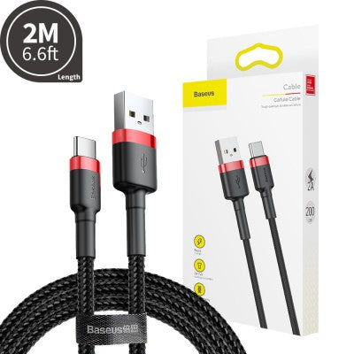 Baseus Cafule Fast Charge Type-C USB Data Charging Cable 2M-Black+Red-2m