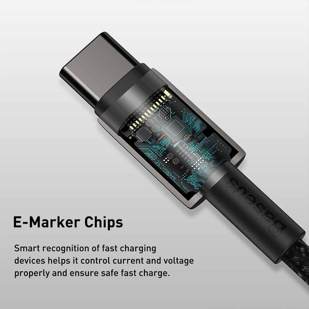 Baseus Tungsten Gold Fast Charging Data Cable Type-C to Type-C 100W 1/2M Compatible for iPhone 15 Series