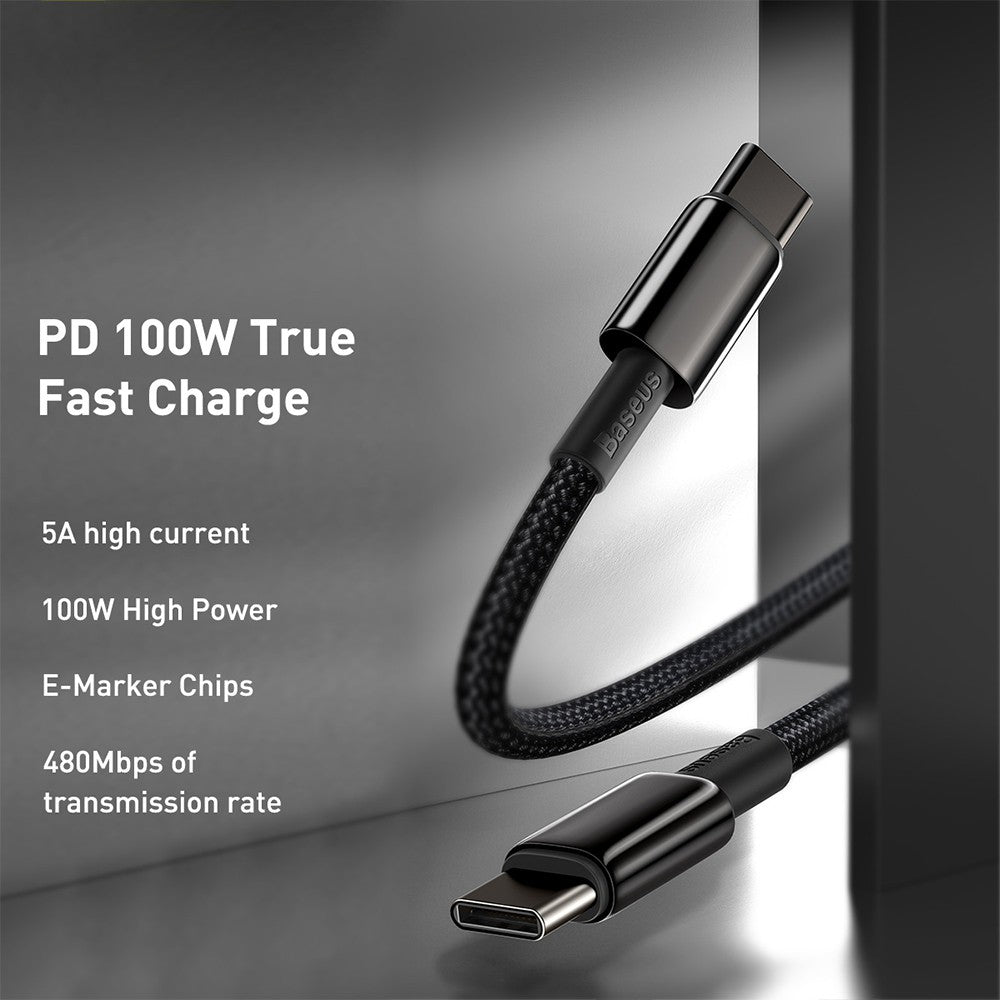 Baseus Tungsten Gold Fast Charging Data Cable Type-C to Type-C 100W 1/2M Compatible for iPhone 15 Series