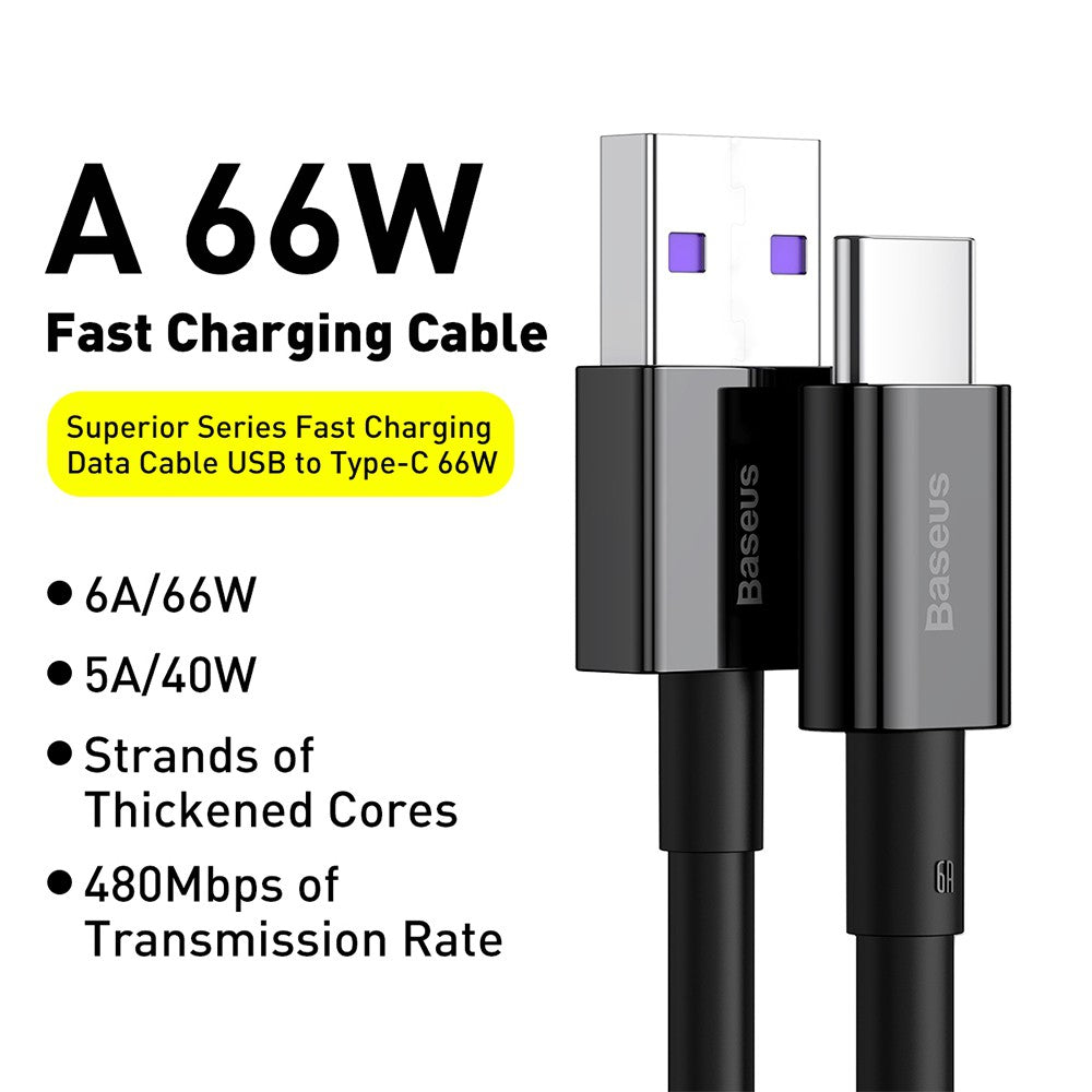 Baseus Superior Series Fast Charging Data Cable USB to Type-C 66W 1/2m