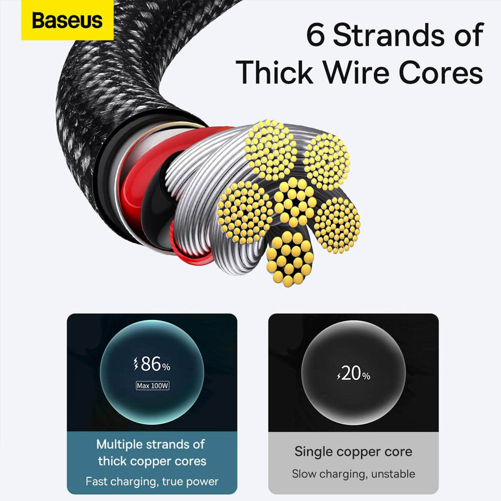 Baseus Tungsten Gold Fast Charging Data Cable USB to Type-C 100W 1/2m-Black