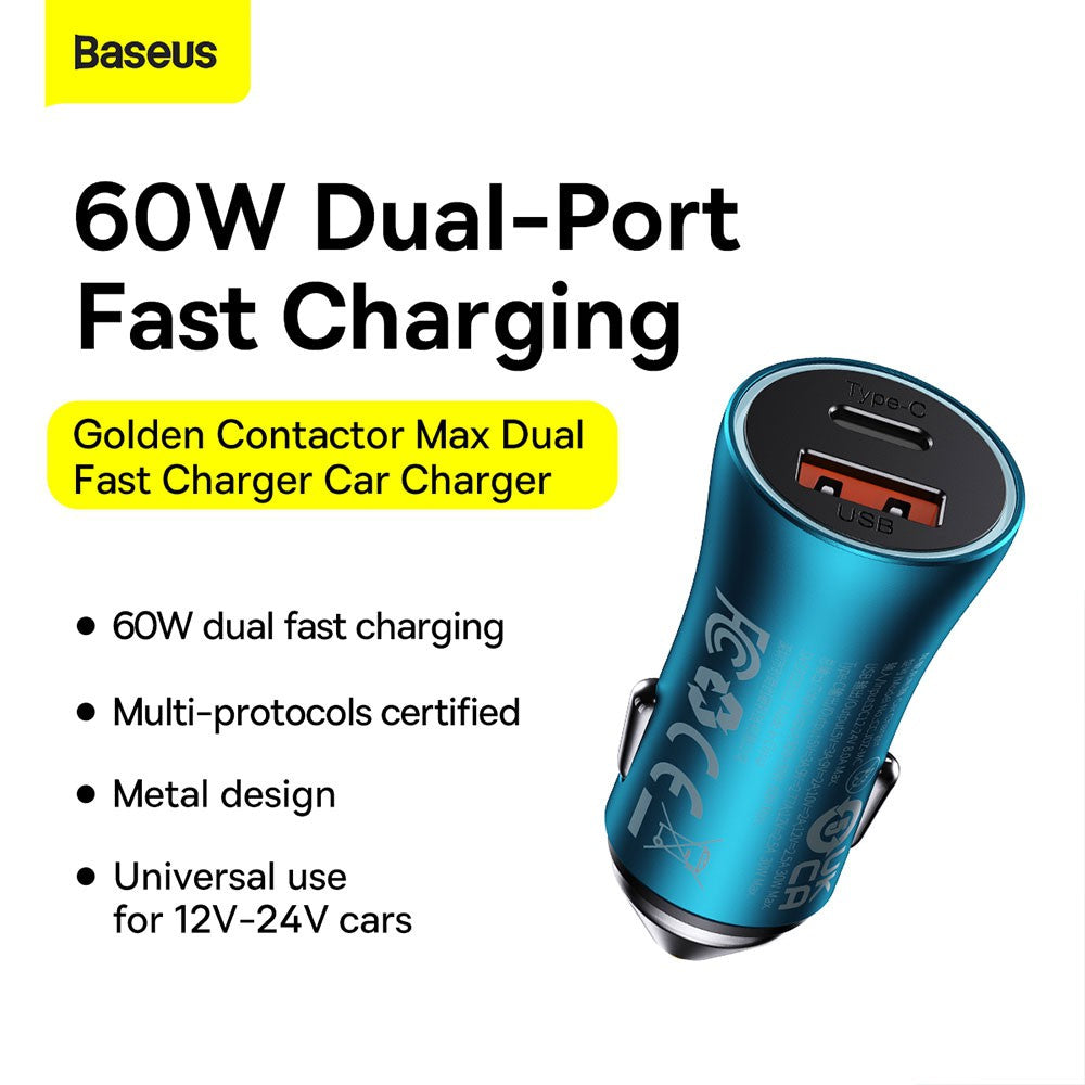 Baseus Car Charger Golgen Contactor Max-USB+Type U+C 60W