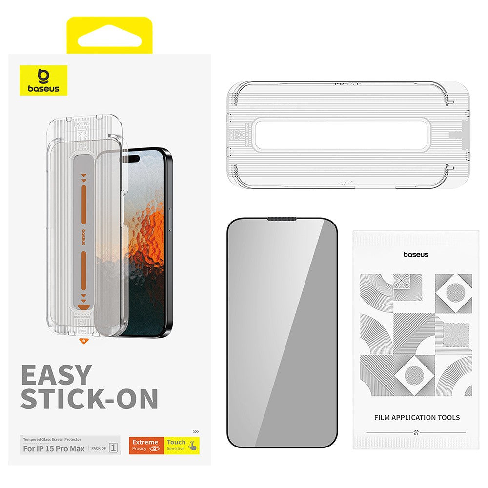 Baseus Sapphire Series Privacy Protection Tempered Glass Screen Protector (with Dust Filter) for iPhone 15/15 Pro/15 Plus/15Pro Max