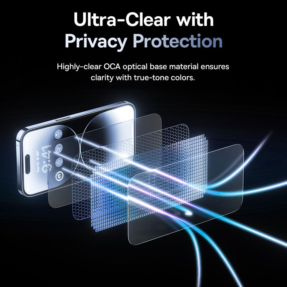 Baseus Sapphire Series Privacy Protection Tempered Glass Screen Protector (with Dust Filter) for iPhone 15/15 Pro/15 Plus/15Pro Max
