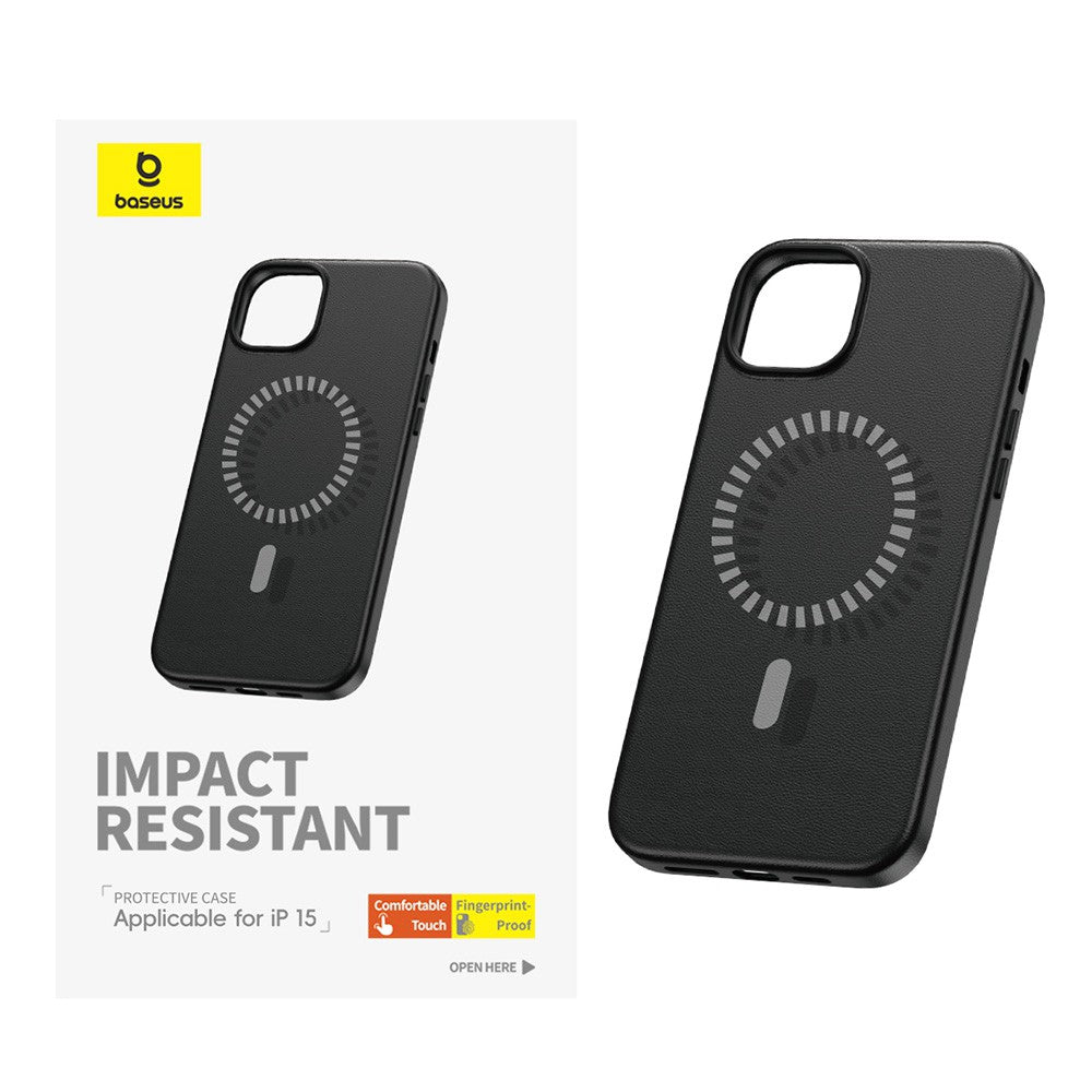 Baseus Fauxther Series Magnetic Phone Case for iPhone 15/15 Pro/15 Plus/15Pro Max-Cluster Black