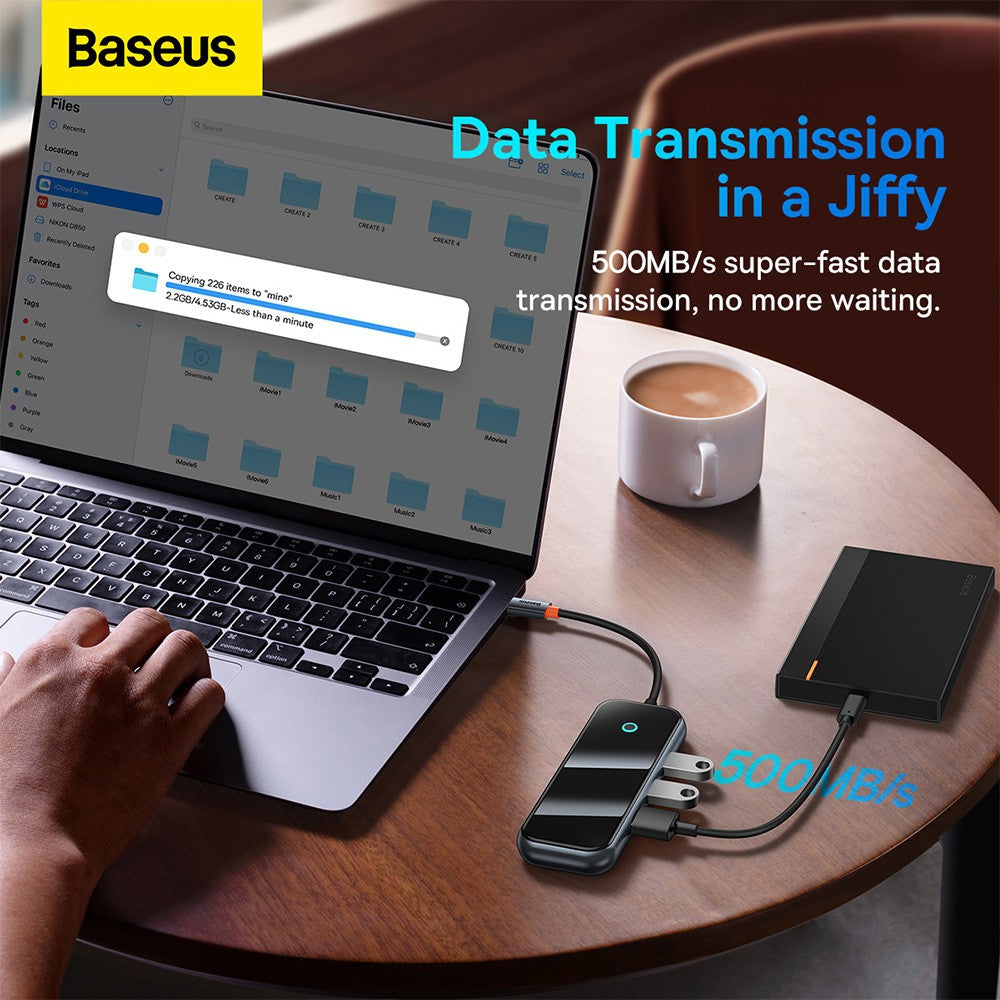 Baseus AcmeJoy 4-Port Type-C HUB Adapter (Type-C to USB3.0*4)-Dark Gray