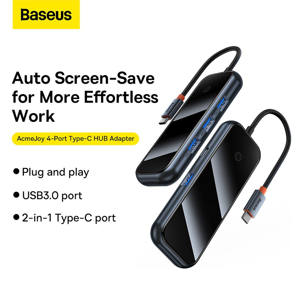Baseus AcmeJoy 4-Port Type-C HUB Adapter (Type-C to USB3.0*4)-Dark Gray