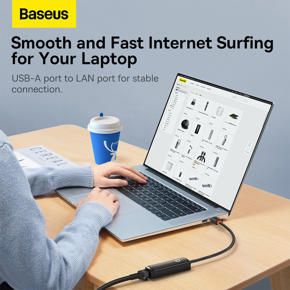 Baseus Lite Series Ethernet Adapter USB-A to RJ45 LAN Port 100Mbps-Black