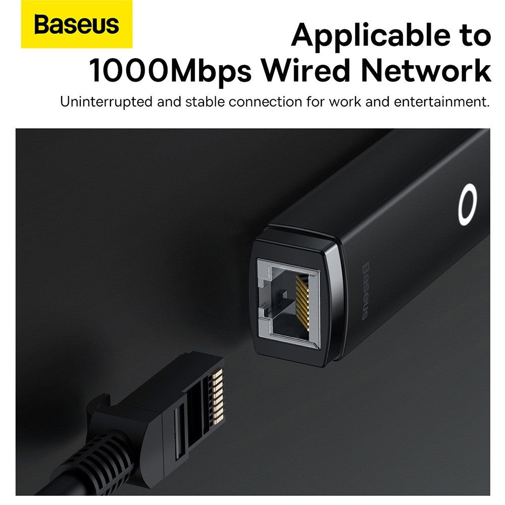 Baseus Lite Series Ethernet Adapter Type-C to RJ45 LAN Port 100/1000Mbps-Black