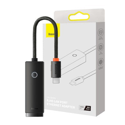 Baseus Lite Series Ethernet Adapter Type-C to RJ45 LAN Port 100/1000Mbps-Black