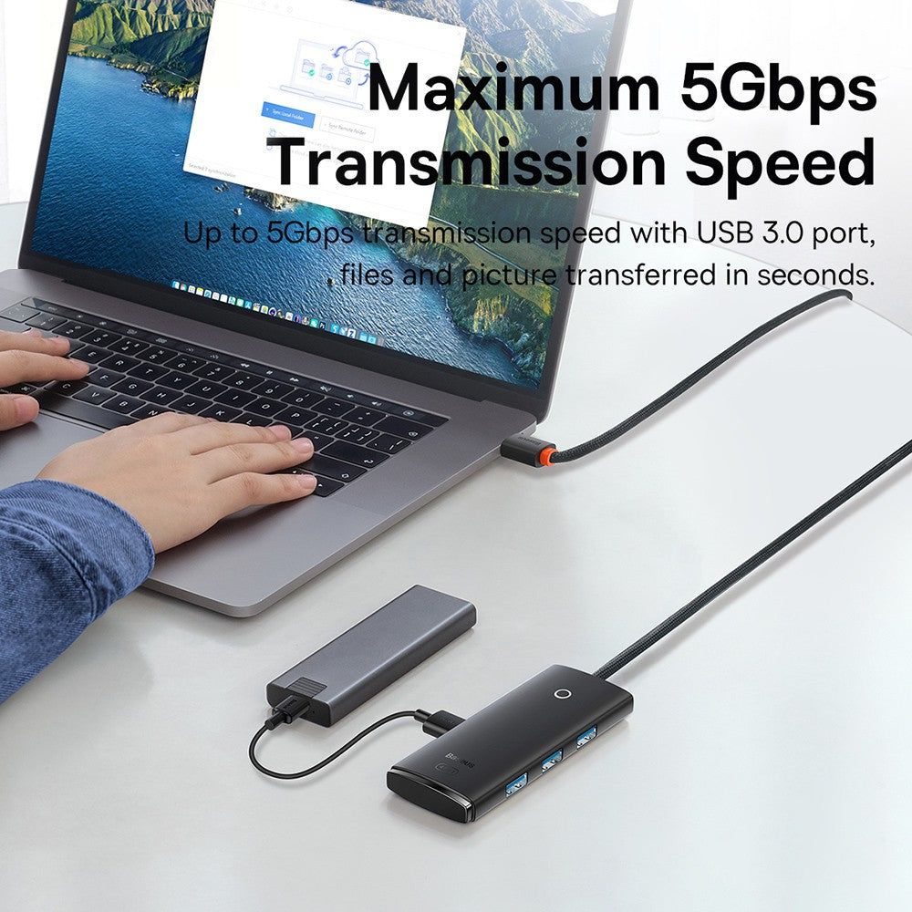 Baseus Lite Series 4-Port Type-C HUB Adapter (Type-C to USB 3.0*4 ) 2m-Black