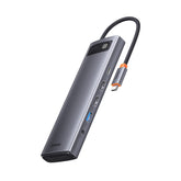 Baseus Metal Gleam Series 12-in-1 Multifunctional Type-C HUB Docking Station (Type-C to HDMI*1+USB3.1*2+USB3.0*2+Type-C3.1*1+PD*1+RJ45*1+SD/TF*1+DP*1+3.5mm*1)-Gray