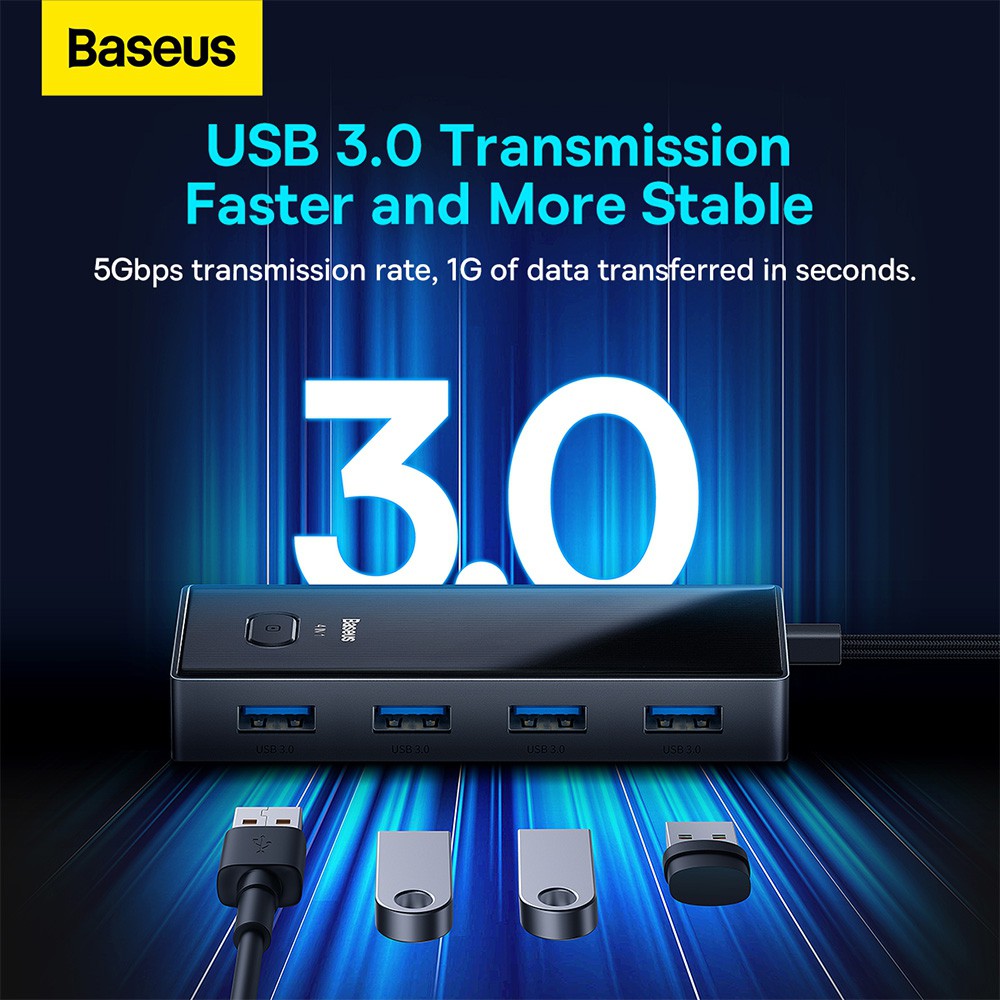 Baseus PioneerJoy 4-Port Type-C HUB Adapter (Type-C to USB3.0*4)-Gray